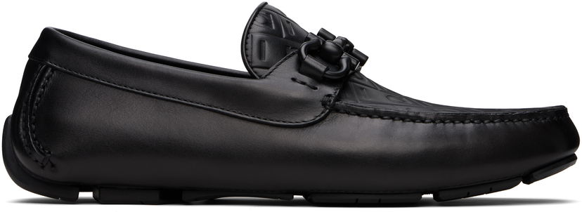 Кросівки та взуття FERRAGAMO Salvatore Gancini Ornament Driver Loafers чорний | 779172
