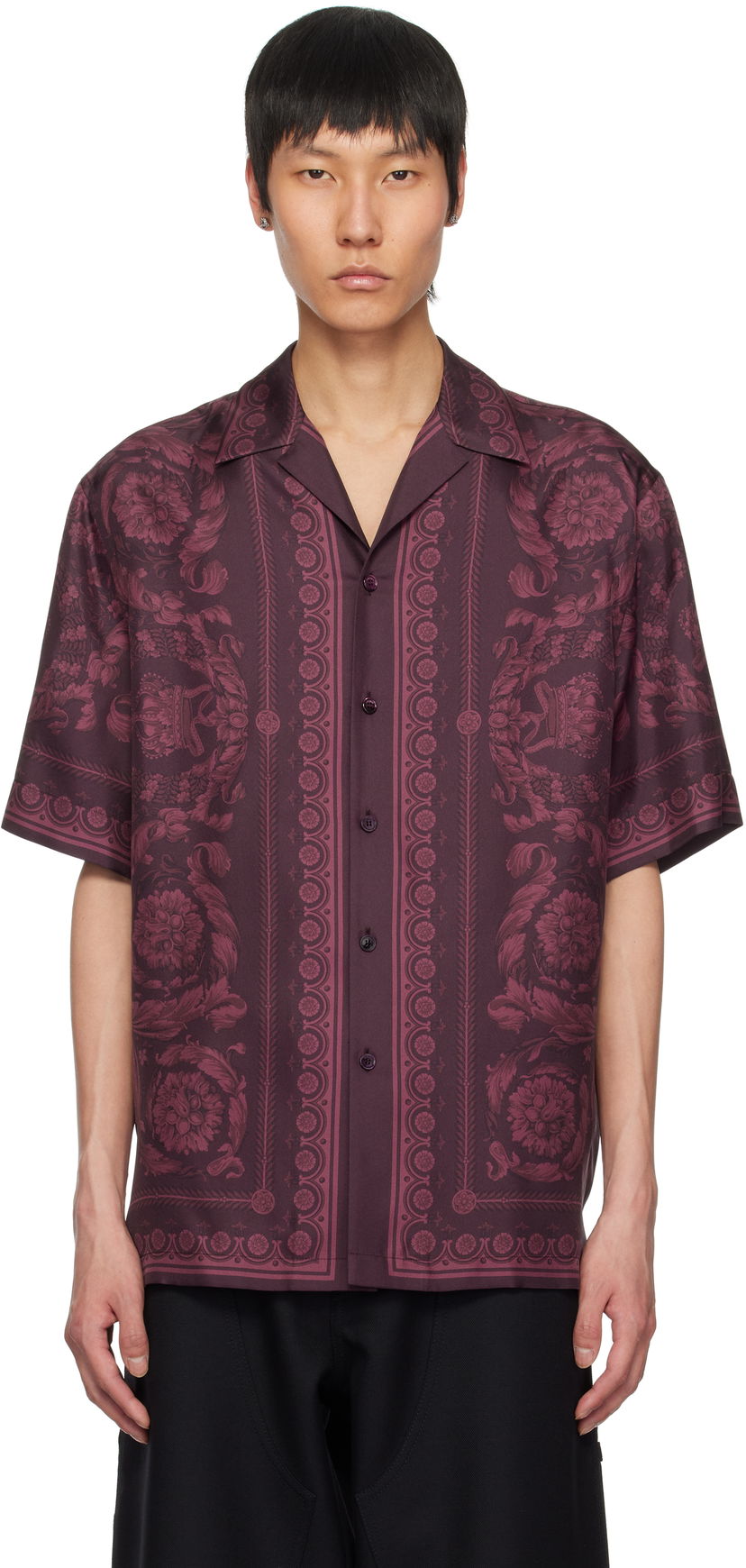 Сорочка Versace Versace Barocco Silk Shirt Фіолетовий | 1003926_1A13557