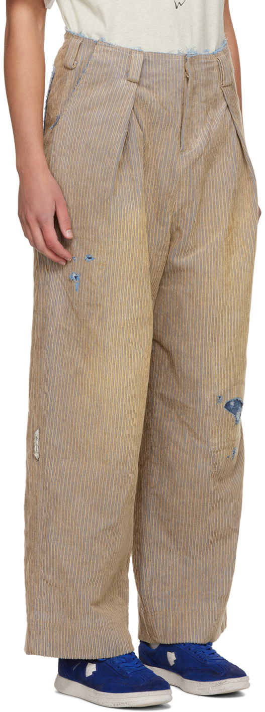 Штани ADER ERROR Carid Wide Leg Distressed Trousers бежевий | BMADFWBT0106BG, 1