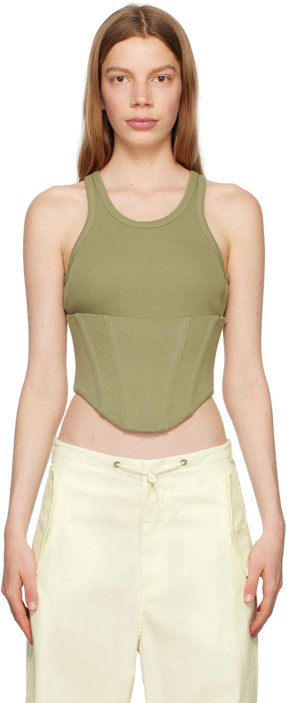 Безрукавка Dion Lee Dion Lee Float Ribbed Tank Top Зелений | C3146P23