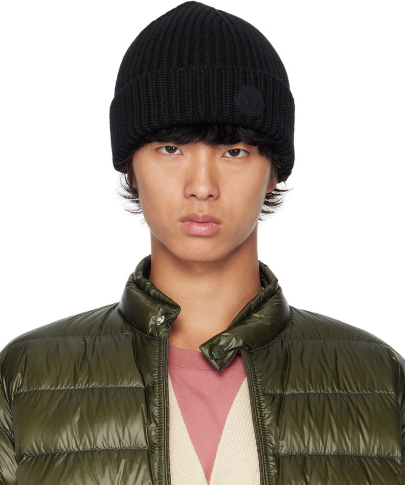 Шапка Moncler Black Wool Beanie чорний | J20913B00030A9538