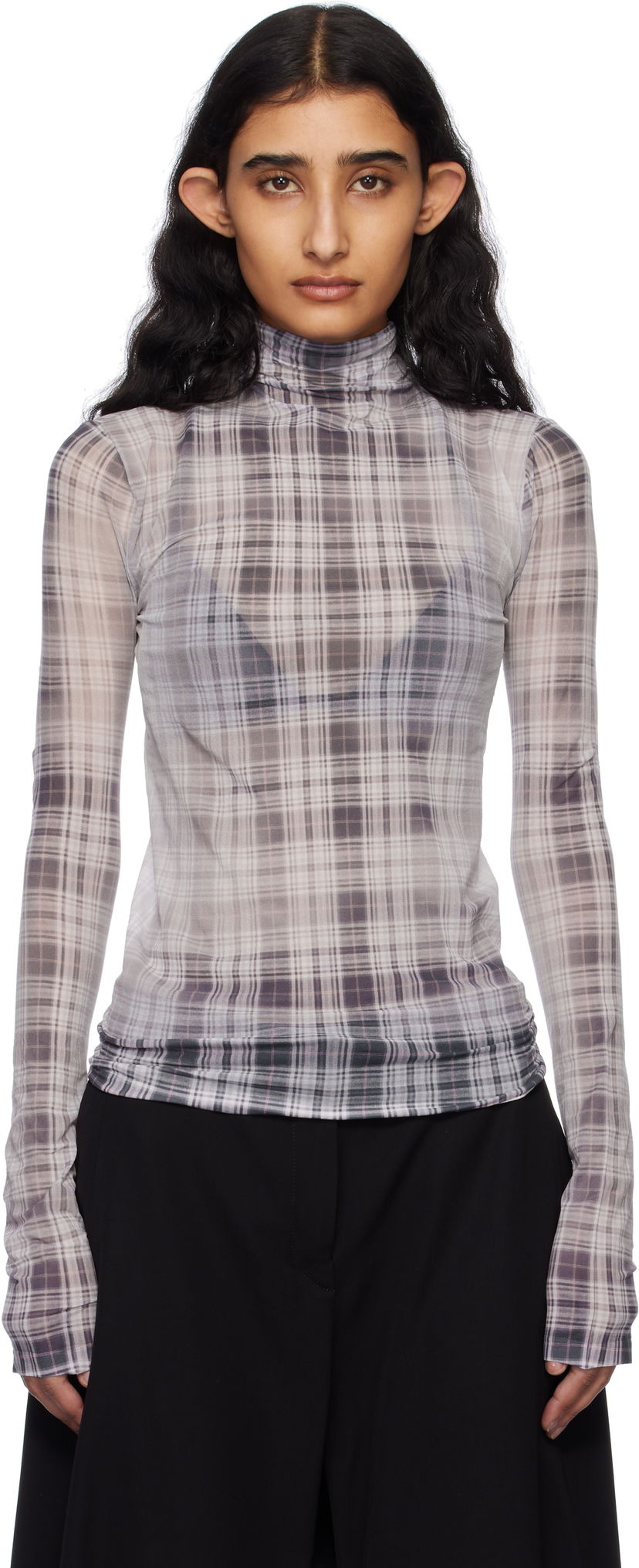 Cветр Acne Studios Acne Studios Seamless Plaid Turtleneck Сірий | AL0450-