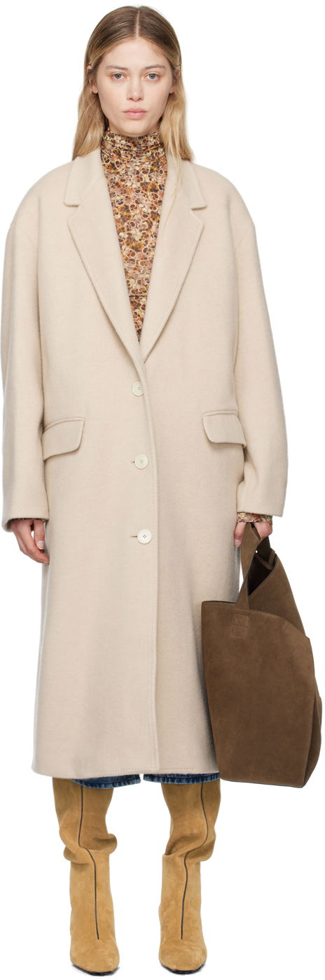 Пальто ISABEL MARANT Ezefia Wool Long Coat бежевий | MA0265FA-B3D03I