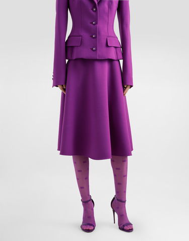 Спідниця Dolce & Gabbana Dolce & Gabbana Double Crêpe Wool Midi A-Line Skirt Фіолетовий | F4C02TFU2L8F0571, 3