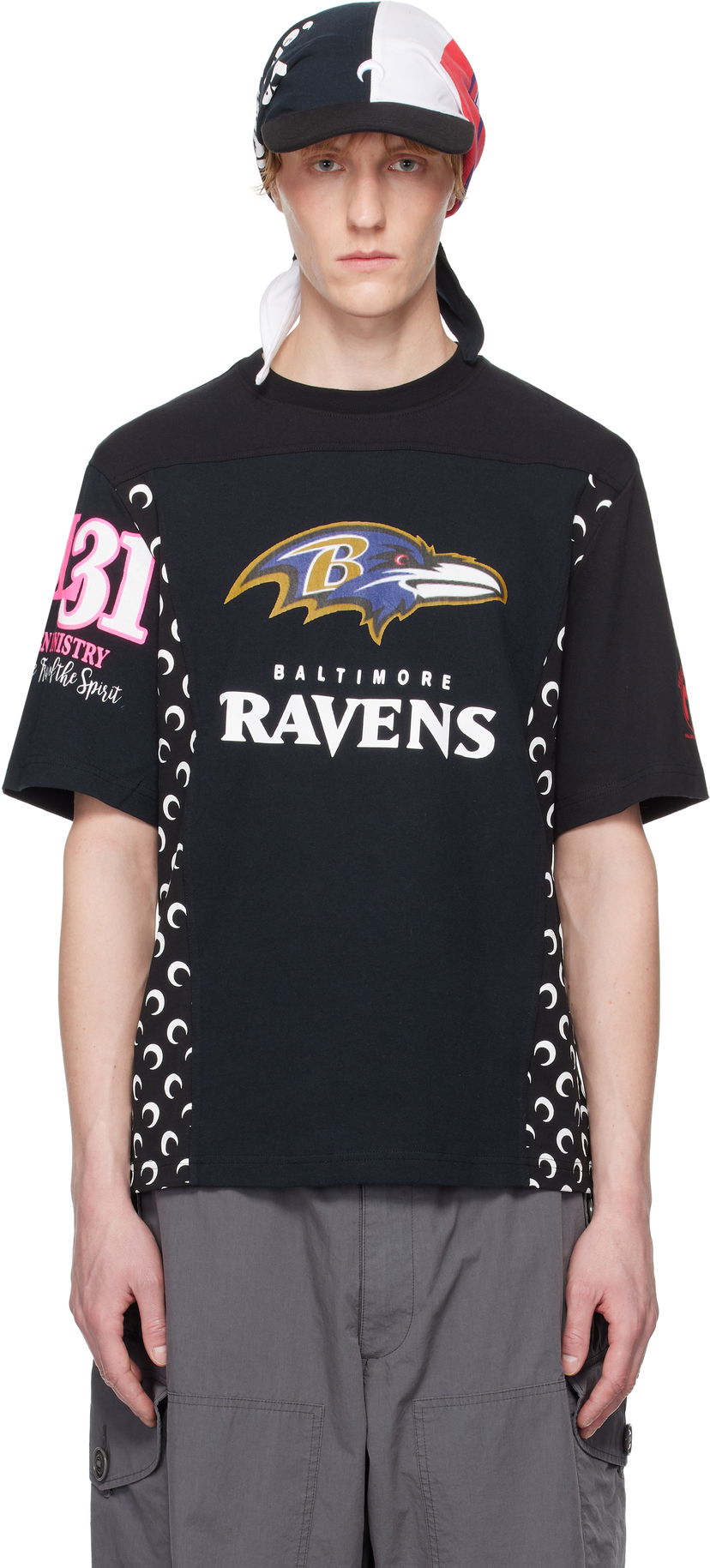 Футболка Marine Serre Marine Serre Ravens Graphic T-Shirt чорний | MTT093A UJER0003
