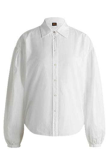 Сорочка BOSS Regular-Fit Cotton Poplin Blouse with Point Collar білий | 50538846