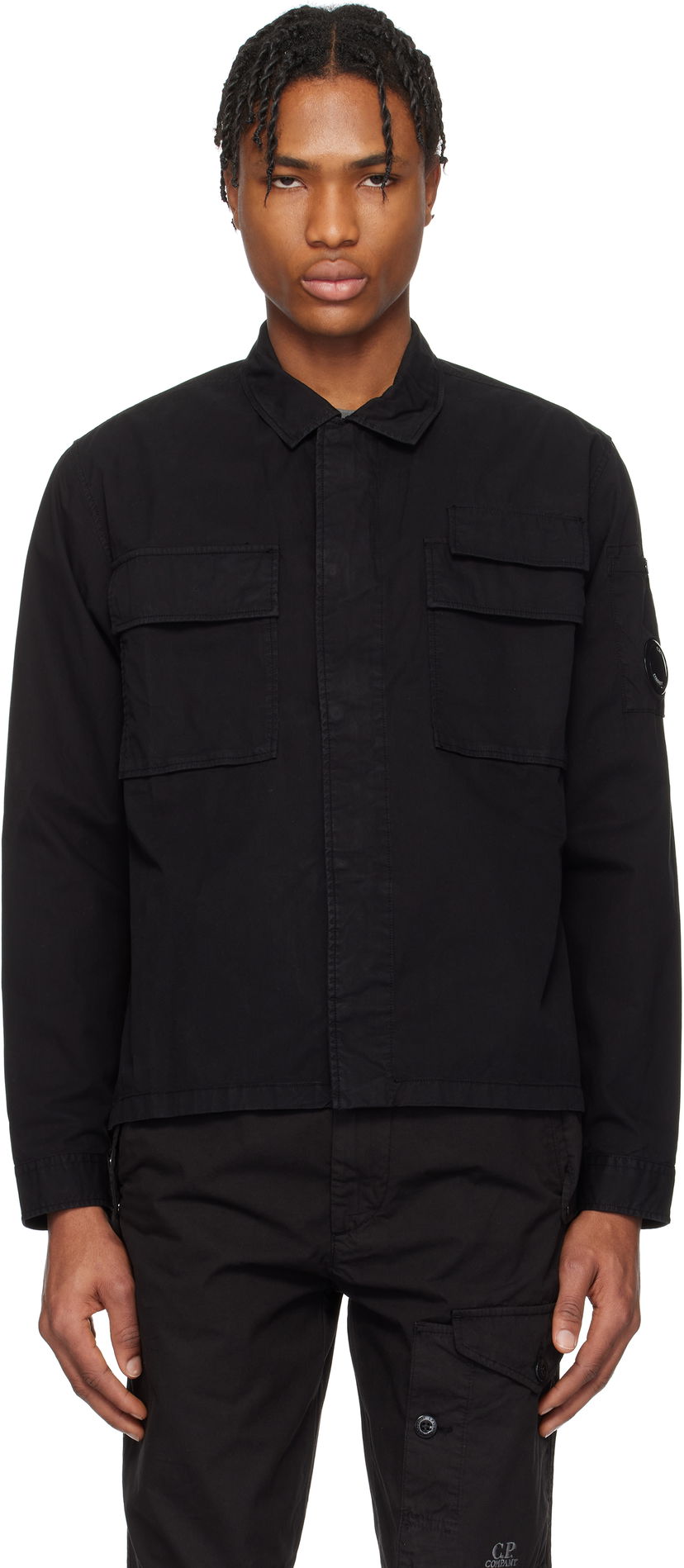Сорочка C.P. Company C.P. Company Organic Gabardine Utility Lens Shirt чорний | 18CMSH128A-110143G