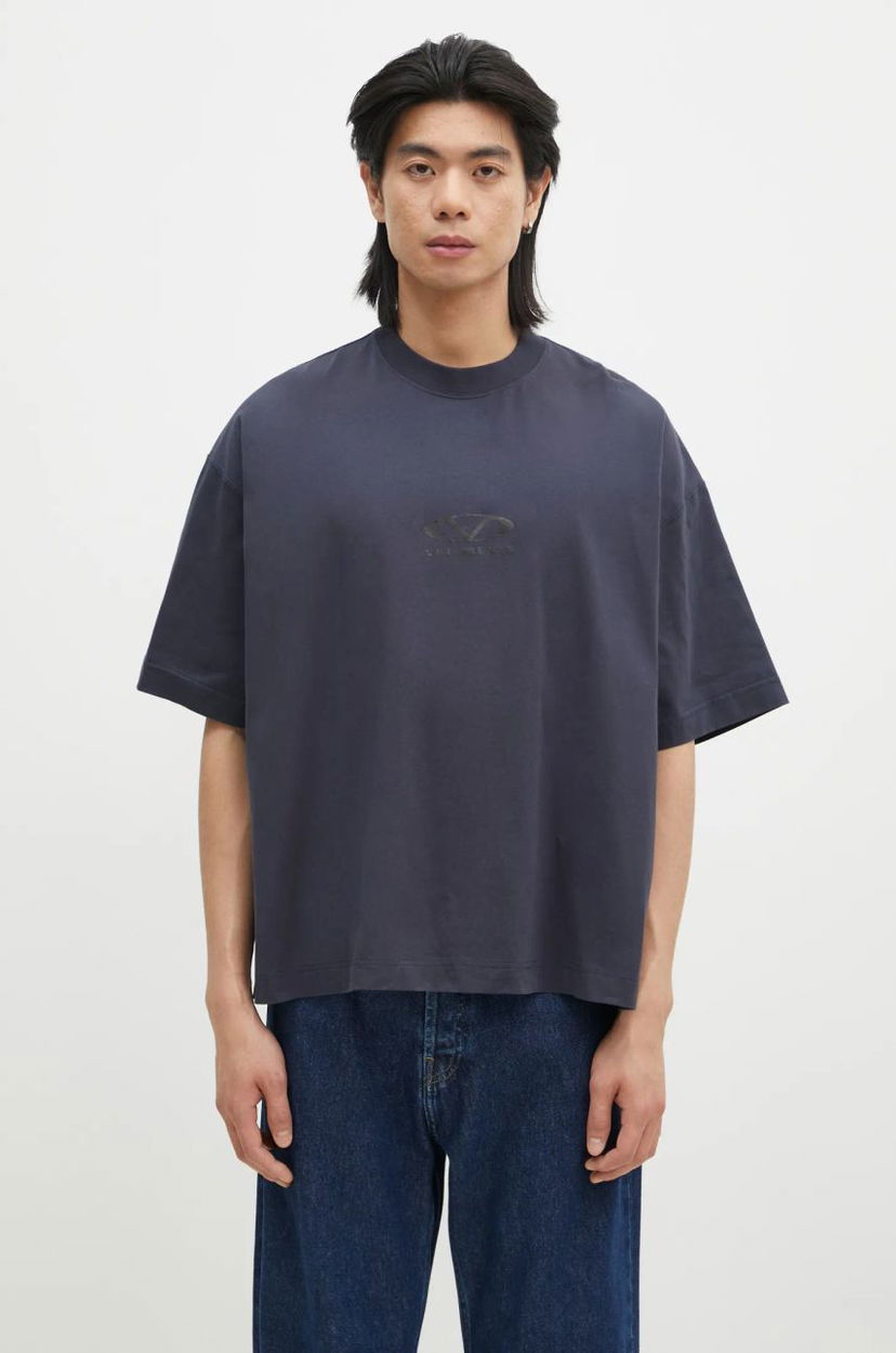 Футболка VETEMENTS Oval Logo Cropped Boxy T-Shirt Синій | UA66TR600N