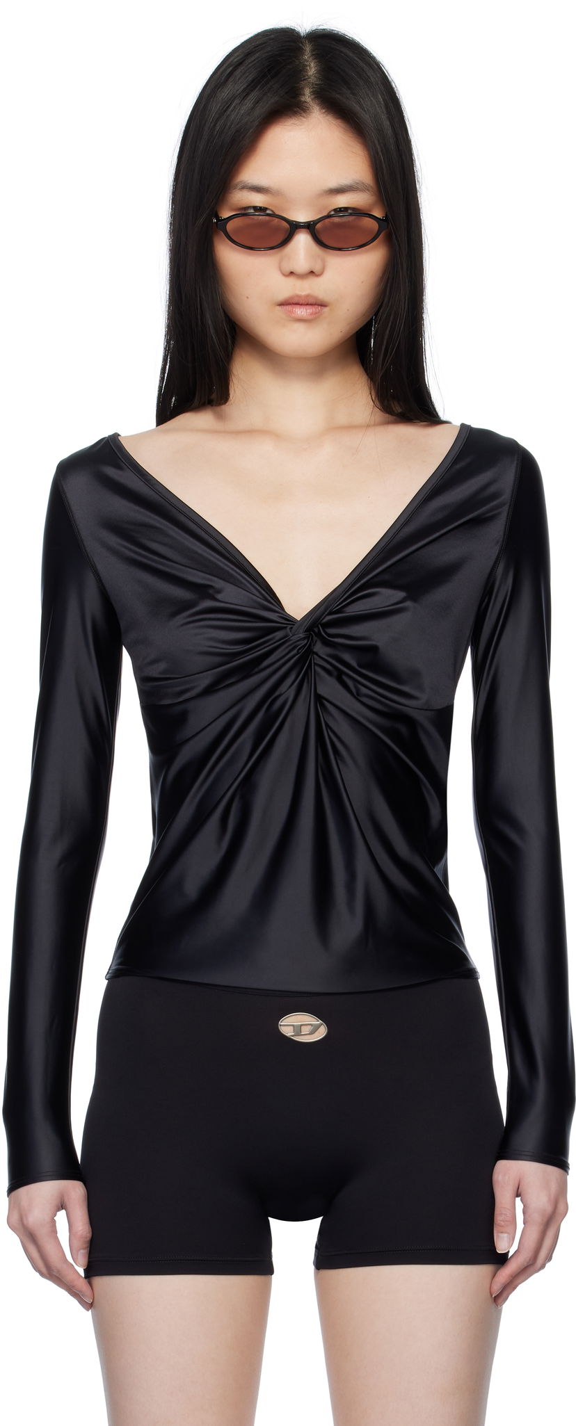 Футболка Diesel Diesel T-Knot Twist-Front Long Sleeve Top чорний | A17672 0PKAT