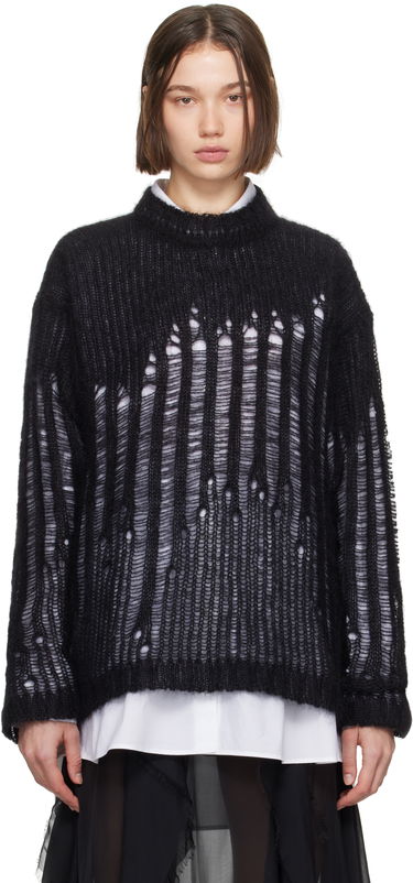 Cветр Ann Demeulemeester Ann Demeulemeester Rigmor Oversize Distressed Sweater чорний | 2402-W-KN09-KN044-099, 0