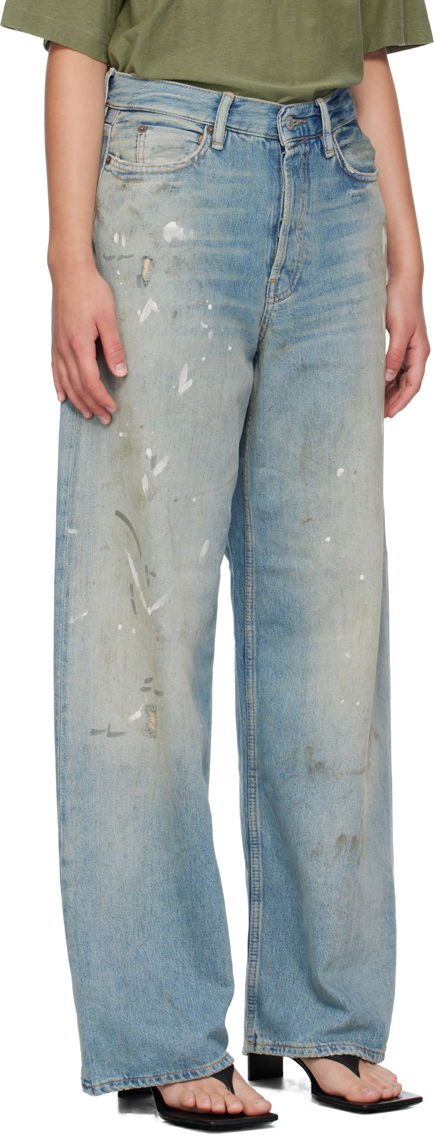 Джинси Acne Studios Acne Studios 1981 U Paint Splatter Jeans Синій | C00096-, 1