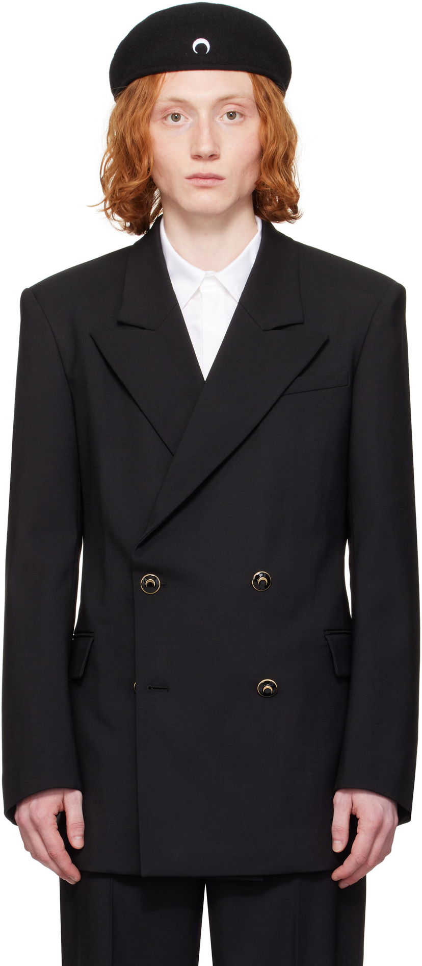Берет Marine Serre Marine Serre Virgin Wool Twill Fitted Blazer чорний | MJA074A RWOV0001