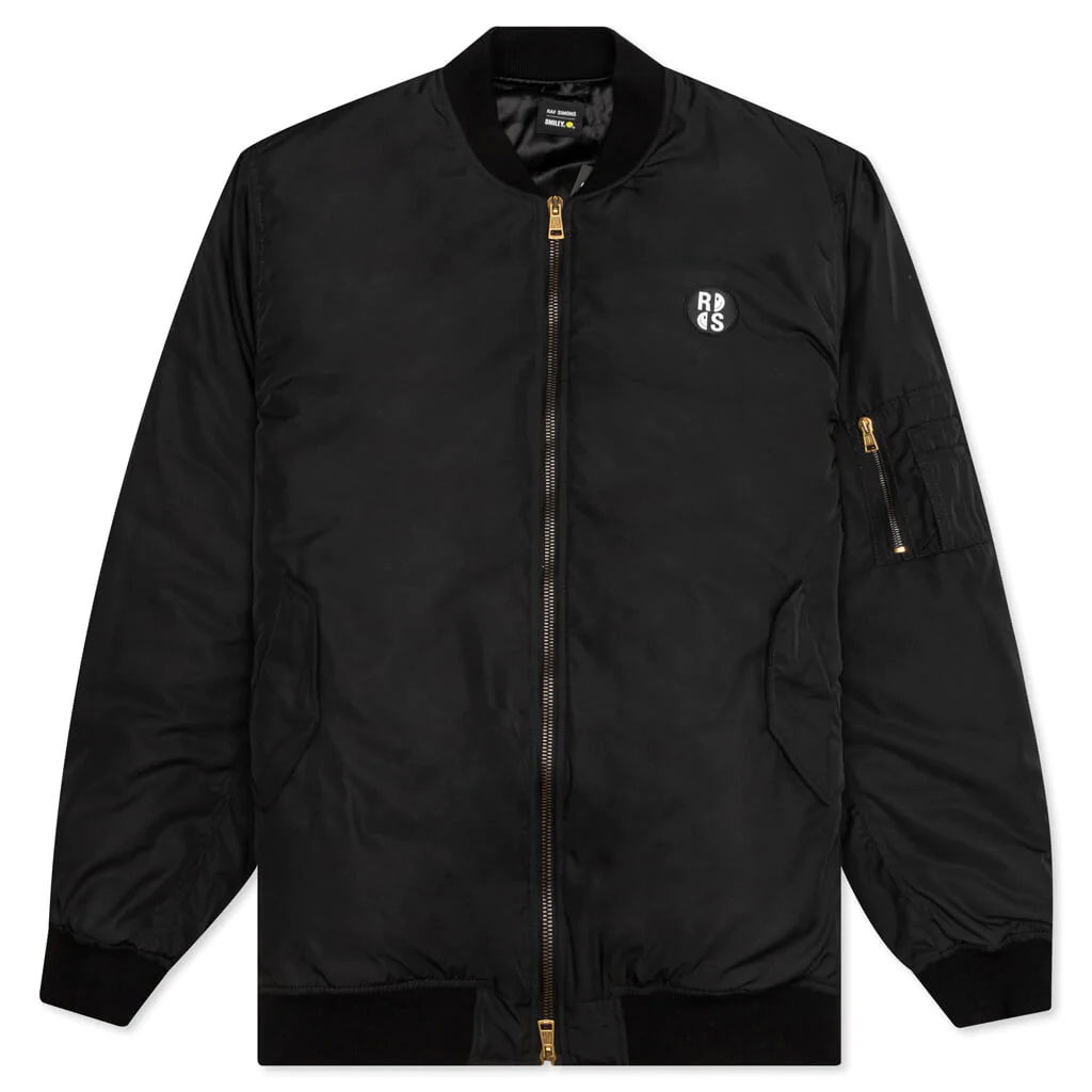 Куртка бомбер RAF SIMONS Bomber Jacket With Print And Badge чорний | 224-621-30060-0099, 0
