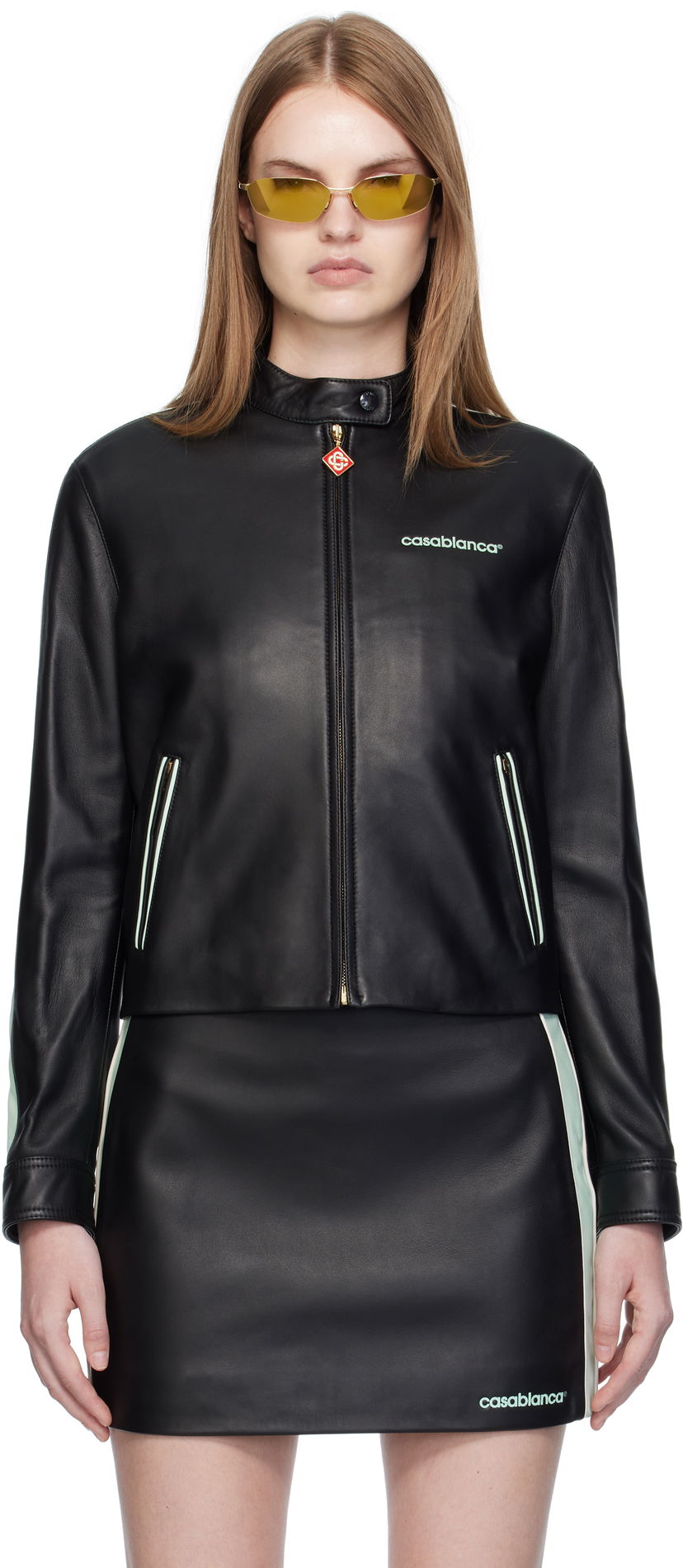 Куртка Casablanca Casablanca Leather Racer Jacket чорний | WPF25-JK-400-01