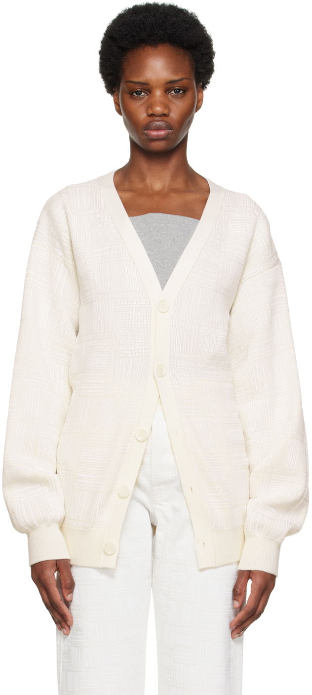 Cветр VETEMENTS Barcode Knit Cardigan білий | VL14KN600W