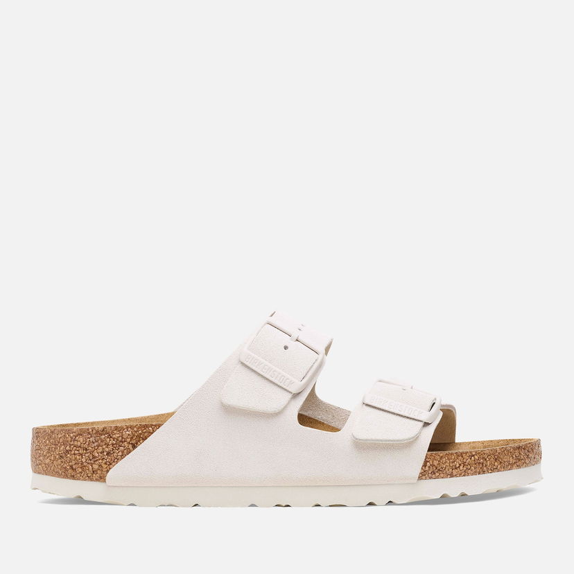 Кросівки та взуття Birkenstock Men's Arizona Slim Fit Suede Double Strap Sandals - Antique White бежевий | 1026817