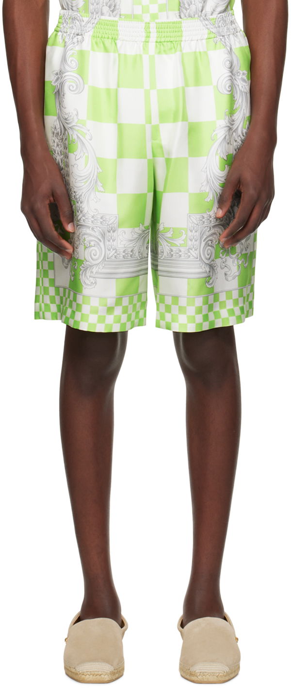 Шорти Versace Green & White Medusa Contrasto Shorts Зелений | 1002476_1A10864