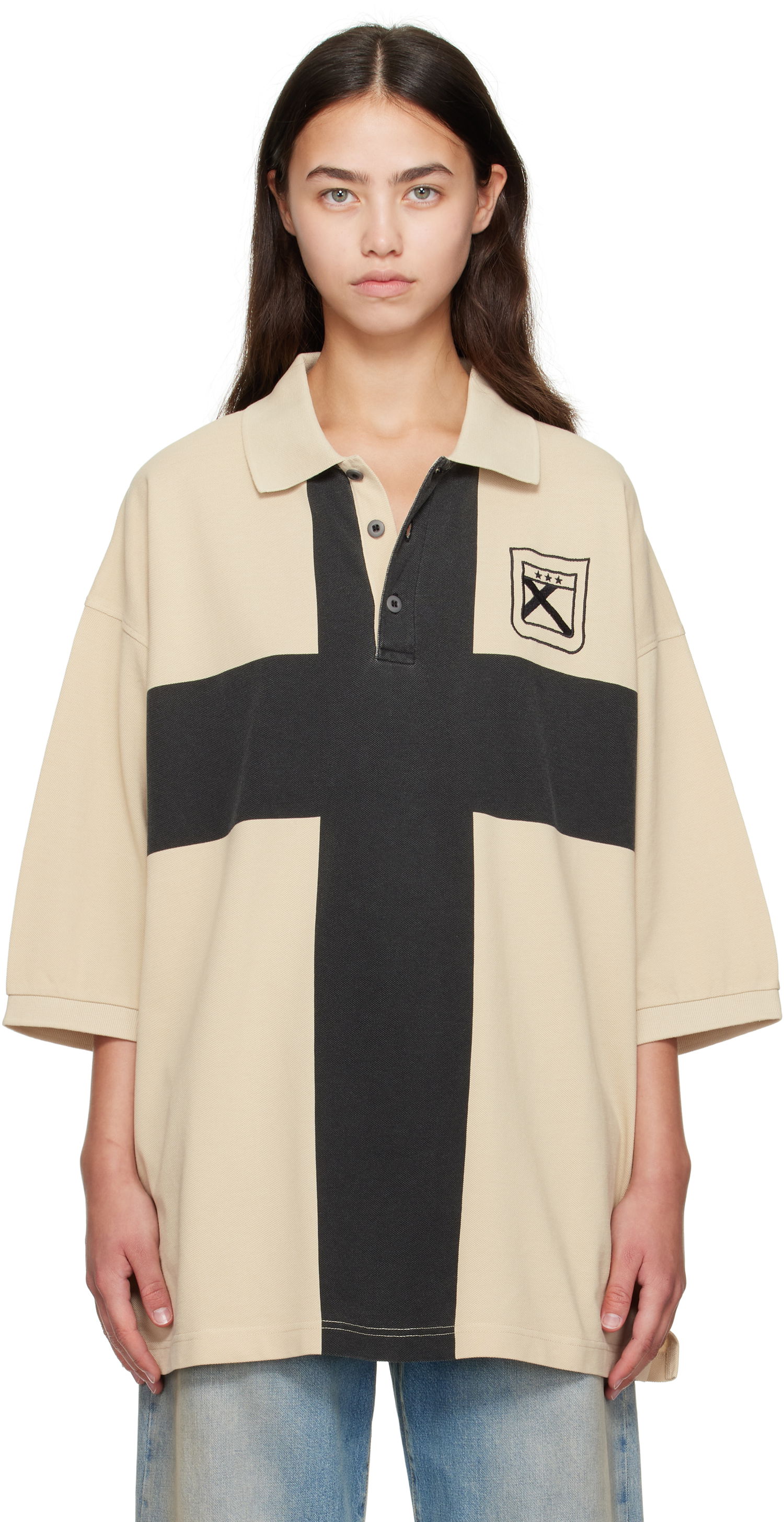 Сорочка поло 032C 032c Fainting Cross Oversized Polo бежевий | F25-URC-0459-550-W, 0