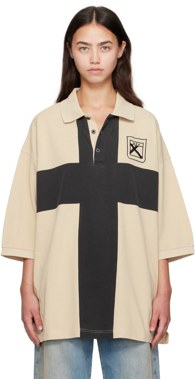 Сорочка поло 032C 032c Fainting Cross Oversized Polo бежевий | F25-URC-0459-550-W