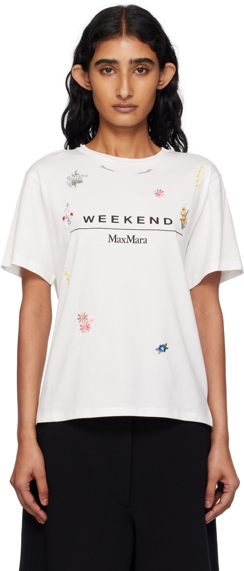 Футболка Max Mara Weekend Max Mara Olga Floral Embroidered T-Shirt білий | 2515971042600
