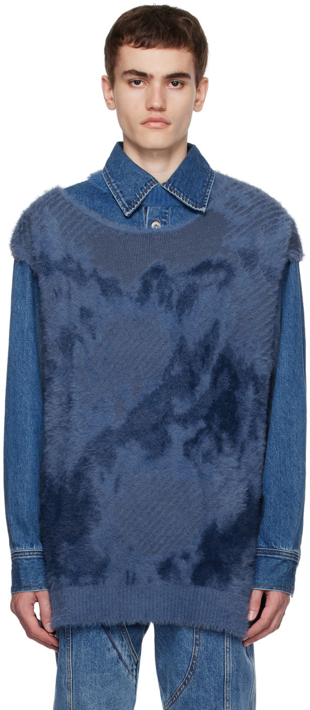 Cветр Feng Chen Wang Feng Chen Wang Landscape Painting Vest and Denim Jacket Set Синій | FUF16KT03