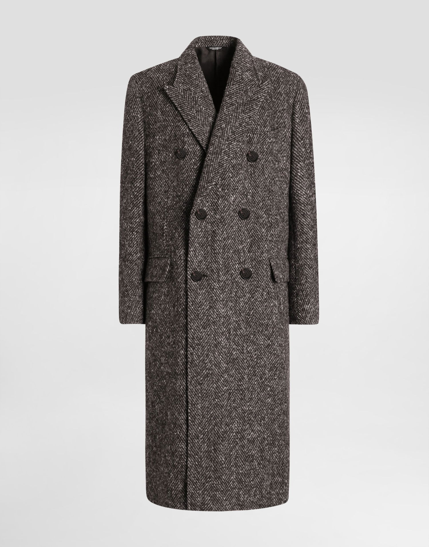 Пальто Dolce & Gabbana Dolce & Gabbana Double-breasted Herringbone Coat Сірий | G038ZTFC2FDS8030, 0