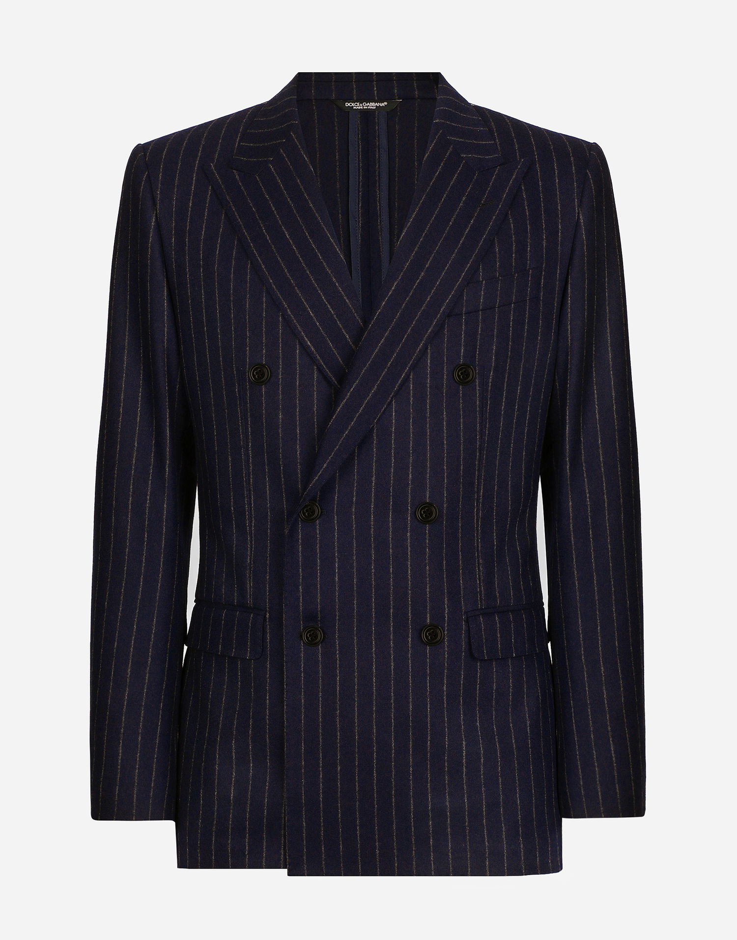 Куртка Dolce & Gabbana Dolce & Gabbana Double-breasted Pinstripe Flannel Taormina-Fit Jacket темно-синій | G2NW1TFRCB7S8053, 0