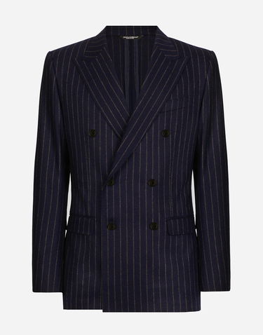 Куртка Dolce & Gabbana Dolce & Gabbana Double-breasted Pinstripe Flannel Taormina-Fit Jacket темно-синій | G2NW1TFRCB7S8053, 0