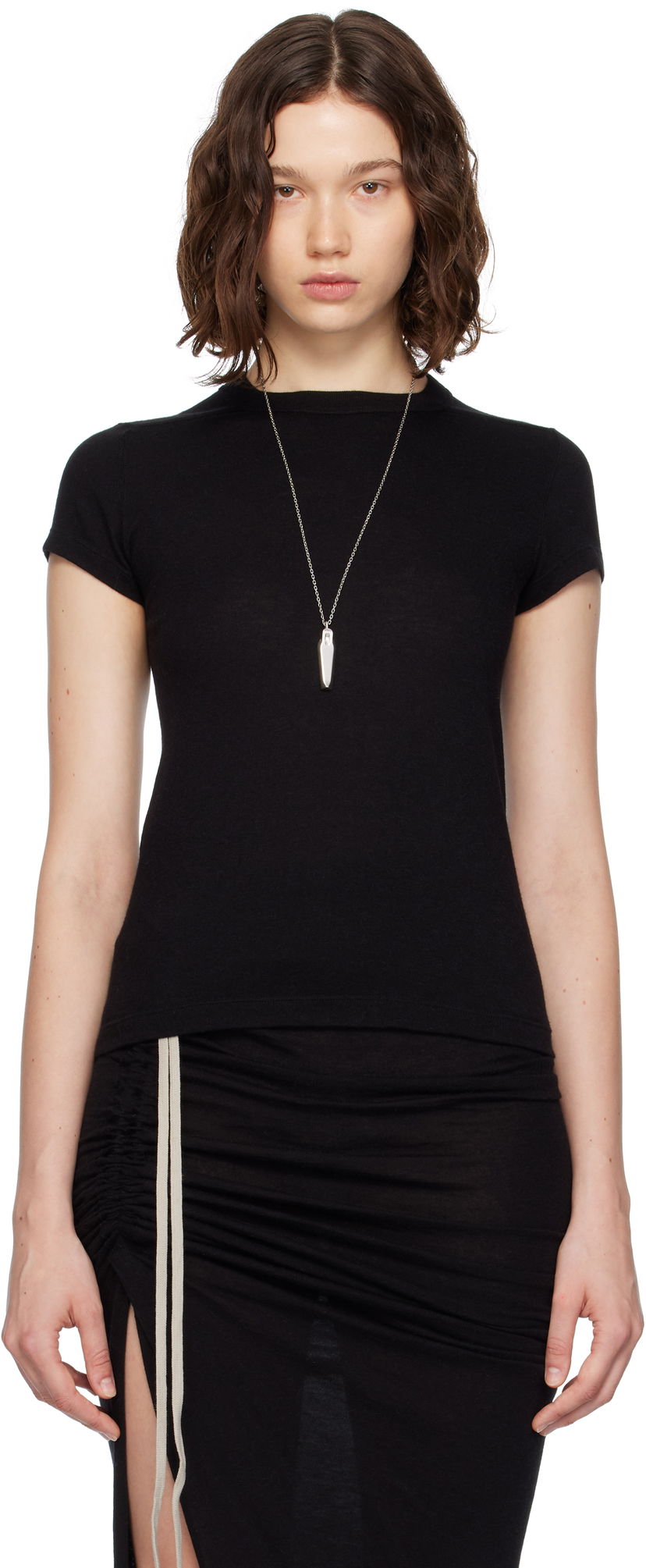 Кроп-топи Rick Owens Rick Owens Concordians Rainino Cropped T-Shirt чорний | RP02E4235 JR