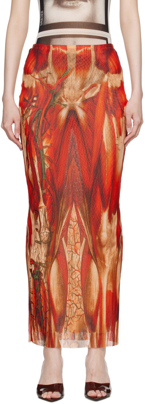 Спідниця Jean Paul Gaultier Jean Paul Gaultier 'The Écorché' Maxi Skirt Червоний | 24/30-F-JU124-T554-301540