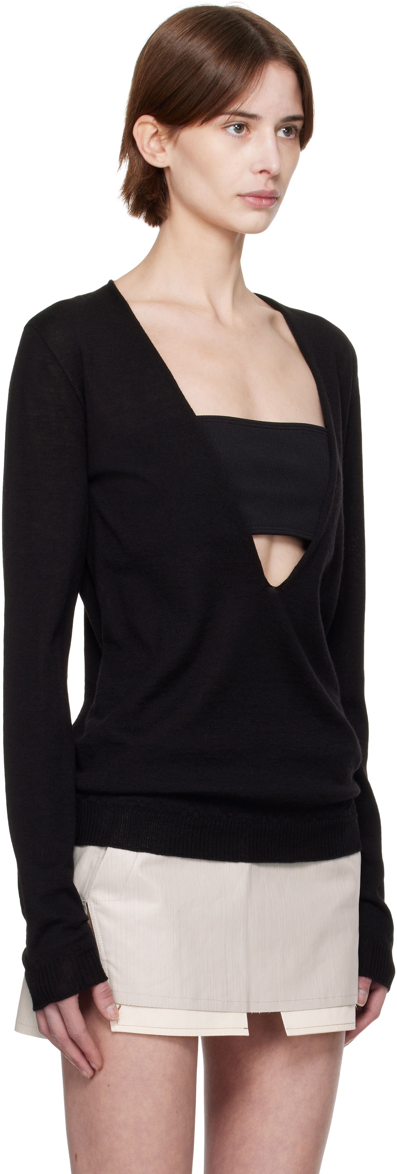 Cветр Rick Owens Rick Owens Hollywood Xtreme V-Neck Pullover чорний | RP01E7668 M, 1