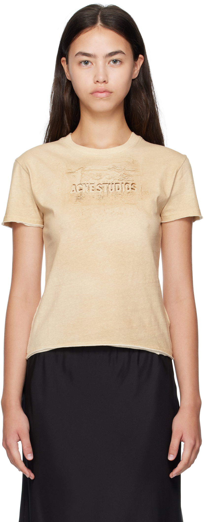 Футболка Acne Studios Acne Studios Logo Print T-Shirt бежевий | AL0472-
