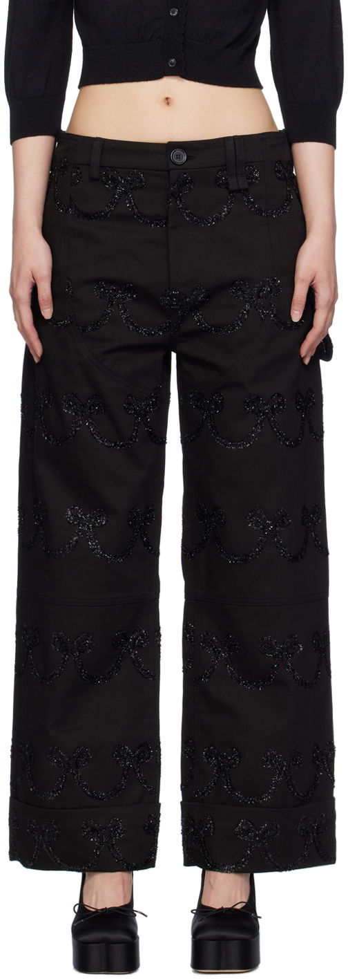 Штани Simone Rocha Simone Rocha Patterned Wide-Leg Trousers чорний | 4101 1062