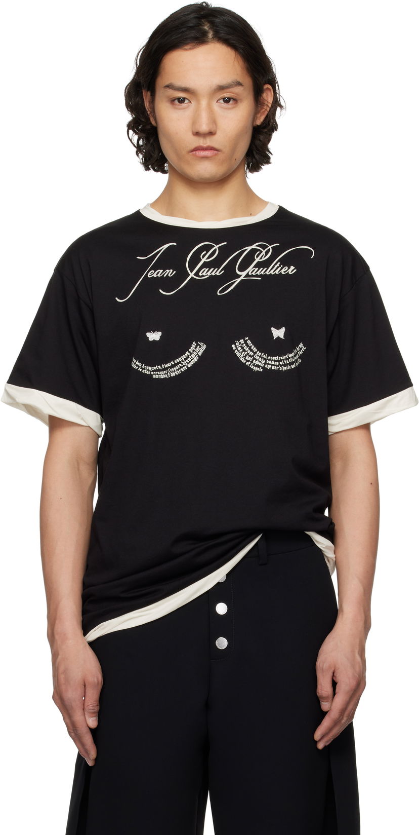 Футболка Jean Paul Gaultier Jean Paul Gaultier Oversized Tattoo Poem T-Shirt чорний | 25/34-F-TS112I-J087-0003