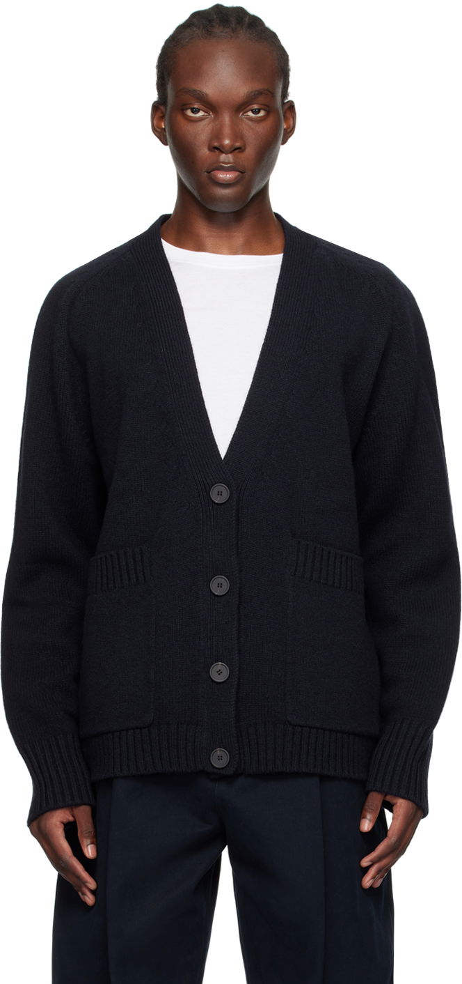 Cветр Studio Nicholson Studio Nicholson Sen Cardigan темно-синій | SEN SNM-049