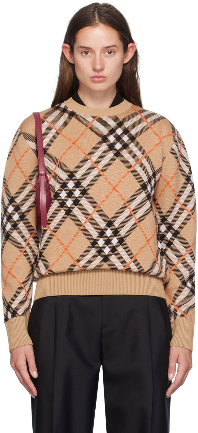 Cветр Burberry Check Sweater бежевий | 8093486