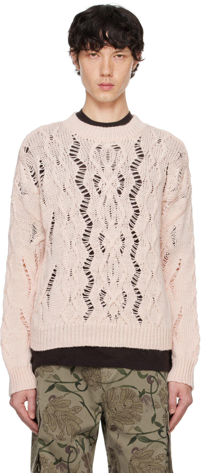 Cветр OUR LEGACY Cable Knit Roundneck Sweater Рожевий | M4243CSD