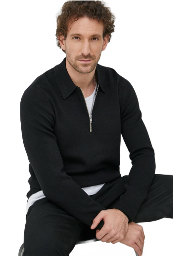 Сорочка поло Samsoe Samsoe Guna Half Zip Polo Shirt чорний | M22400055