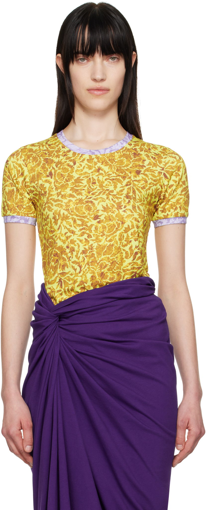 Футболка Dries Van Noten Dries Van Noten Printed Contrast T-Shirt Жовтий | 251-011135-1601