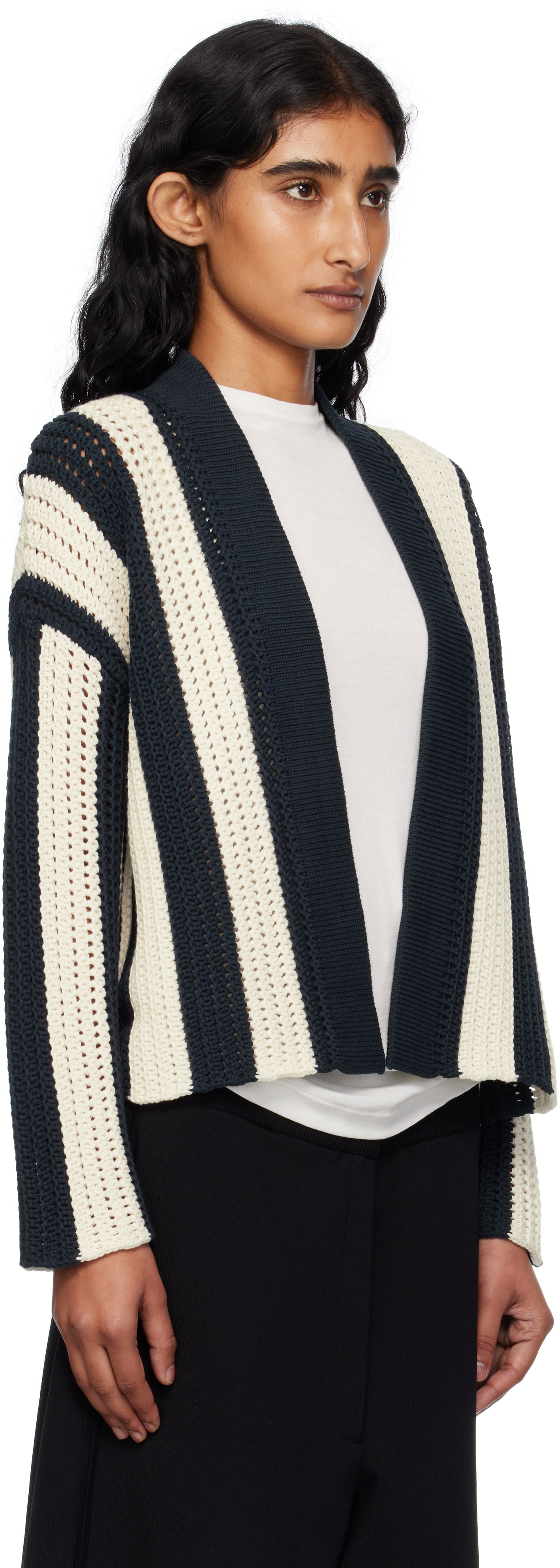 Cветр Max Mara Weekend Max Mara Striped Open Cardigan темно-синій | 2515341012600, 1