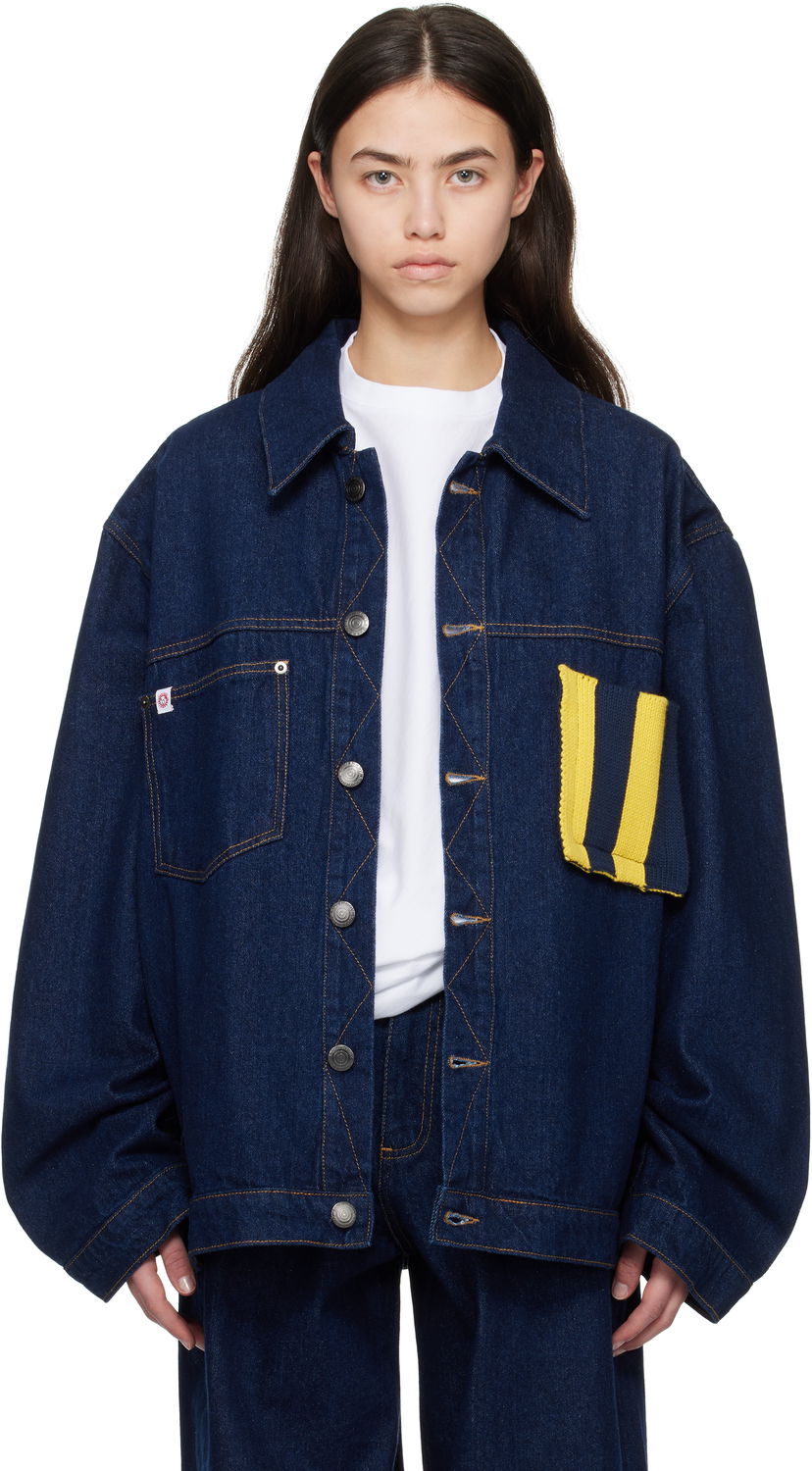 Куртка Charles Jeffrey Loverboy Charles Jeffrey LOVERBOY Knit Patch Cargo Denim Jacket Синій | 054010201