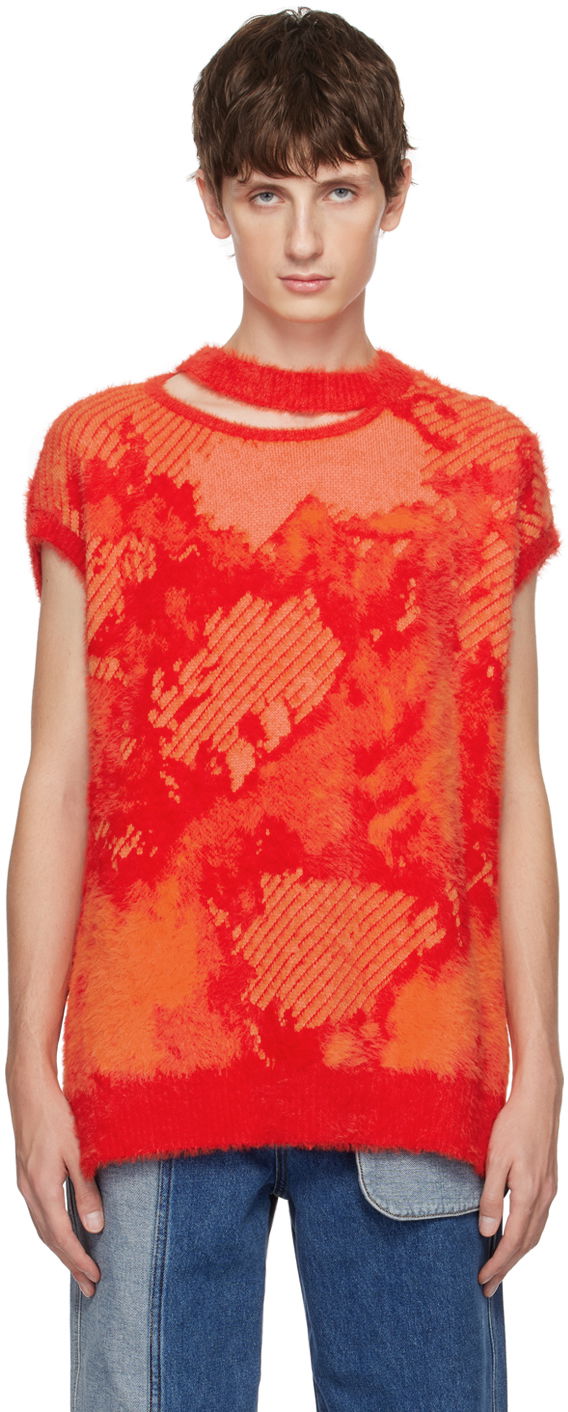 Cветр Feng Chen Wang Feng Chen Wang Landscape Painting Sleeveless Sweater Червоний | FUF16KT14O
