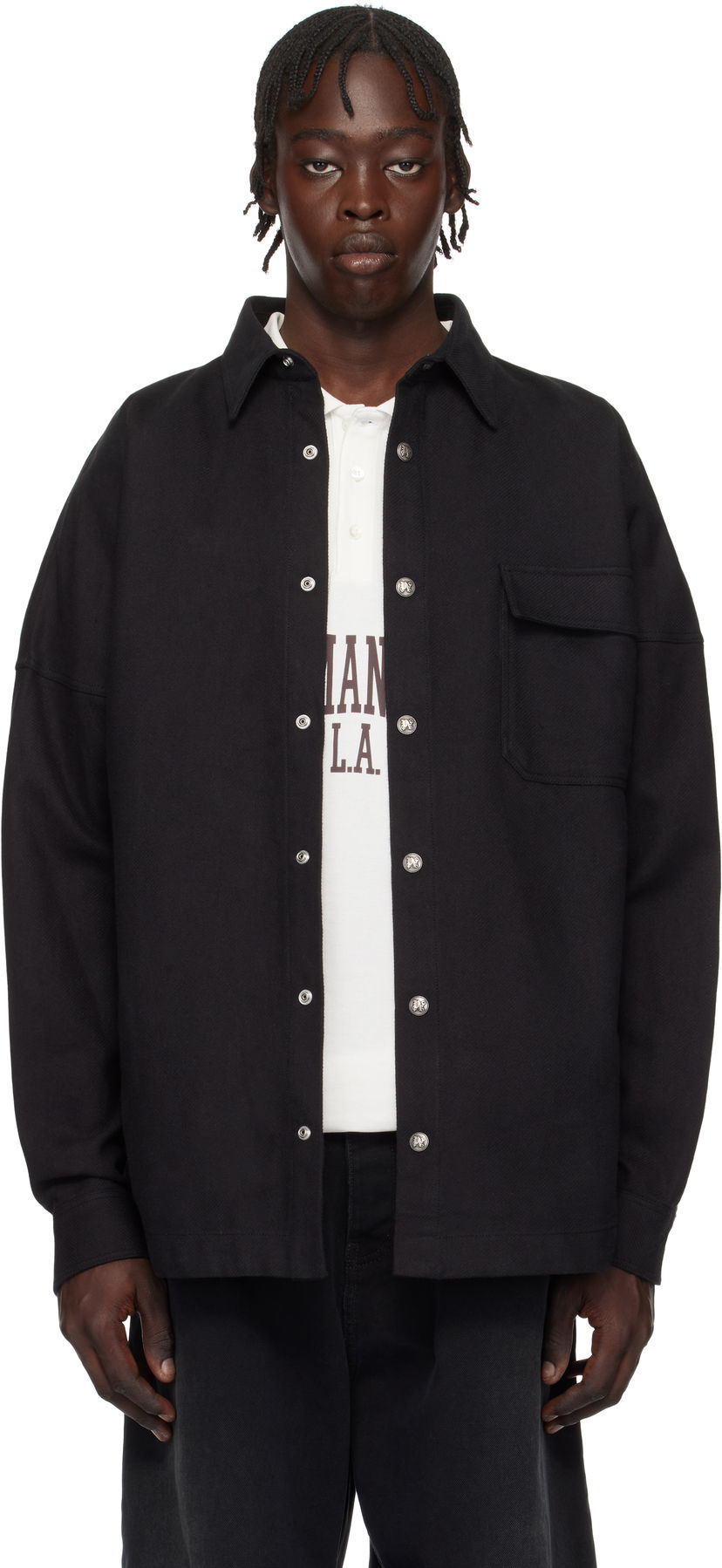Сорочка Palm Angels Classic Logo Overshirt чорний | PMES044S25FAB0011003