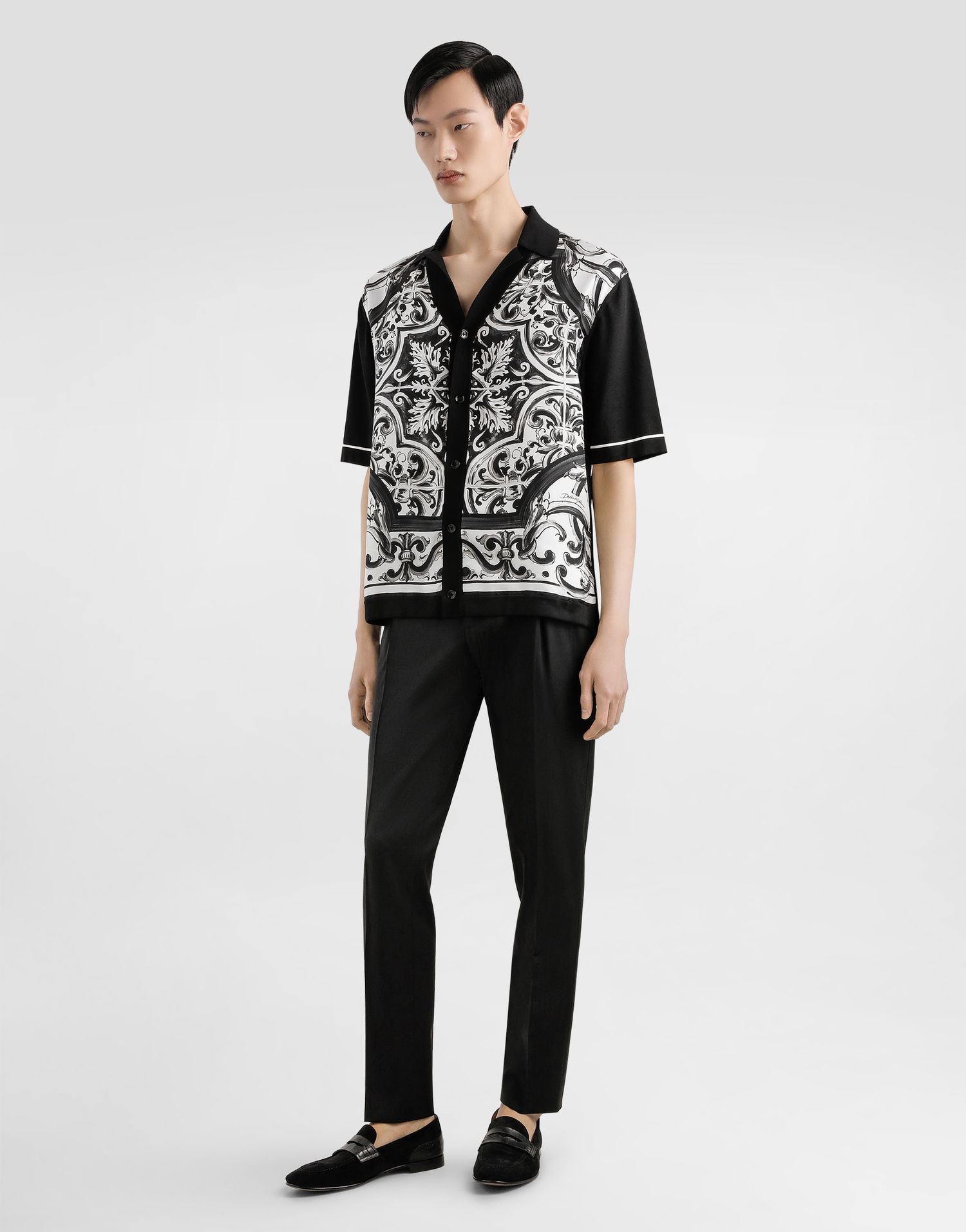 Сорочка Dolce & Gabbana Dolce & Gabbana Majolica-Print Oversized Shirt чорний | GXVC0TJFMZGHY5DQ, 1