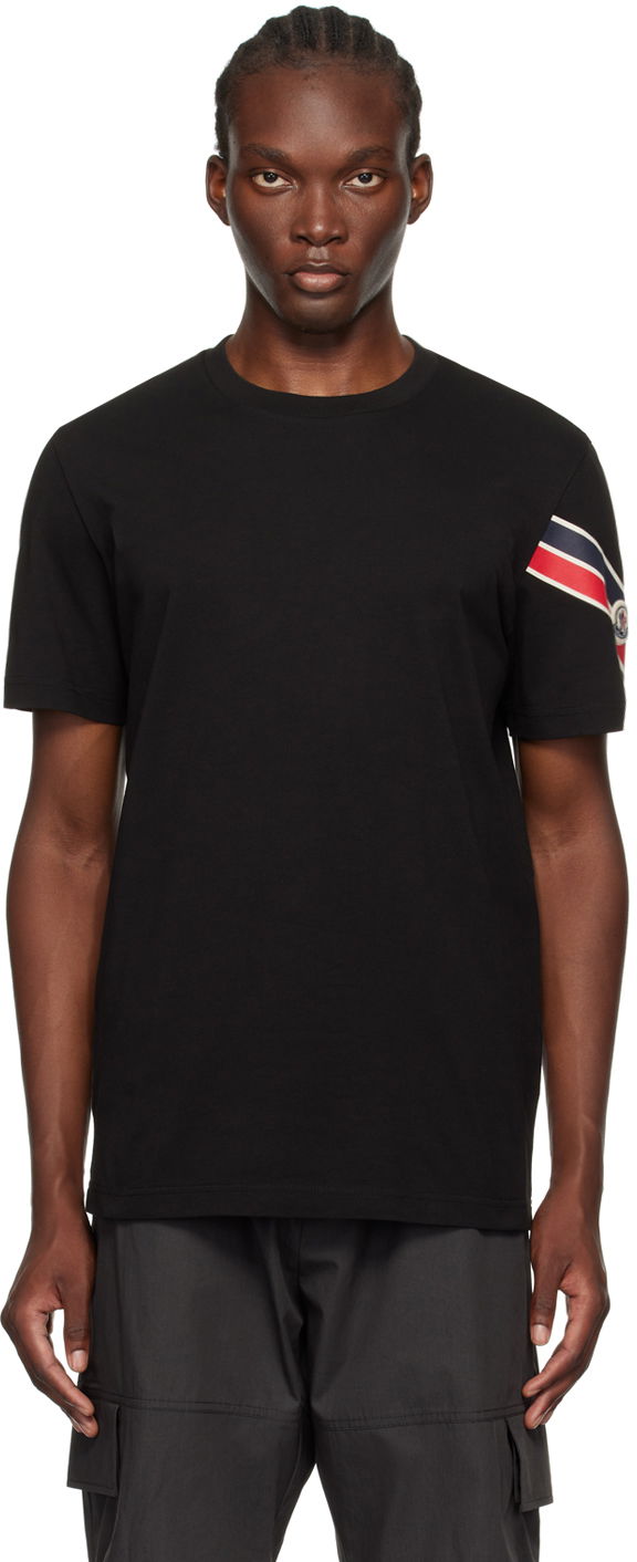 Футболка Moncler Black Tricolor T-Shirt чорний | J20918C0002989AKK