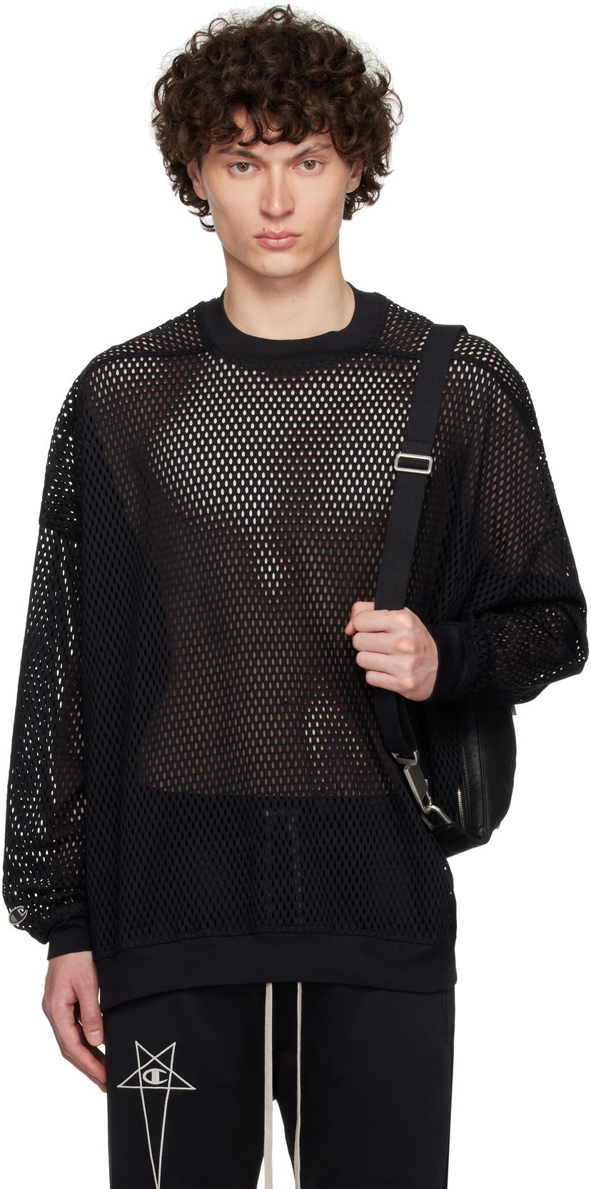 Світшоти Rick Owens Rick Owens Champion Edition Jumbo Mesh Sweatshirt чорний | CM01E1670 CHONET MESH