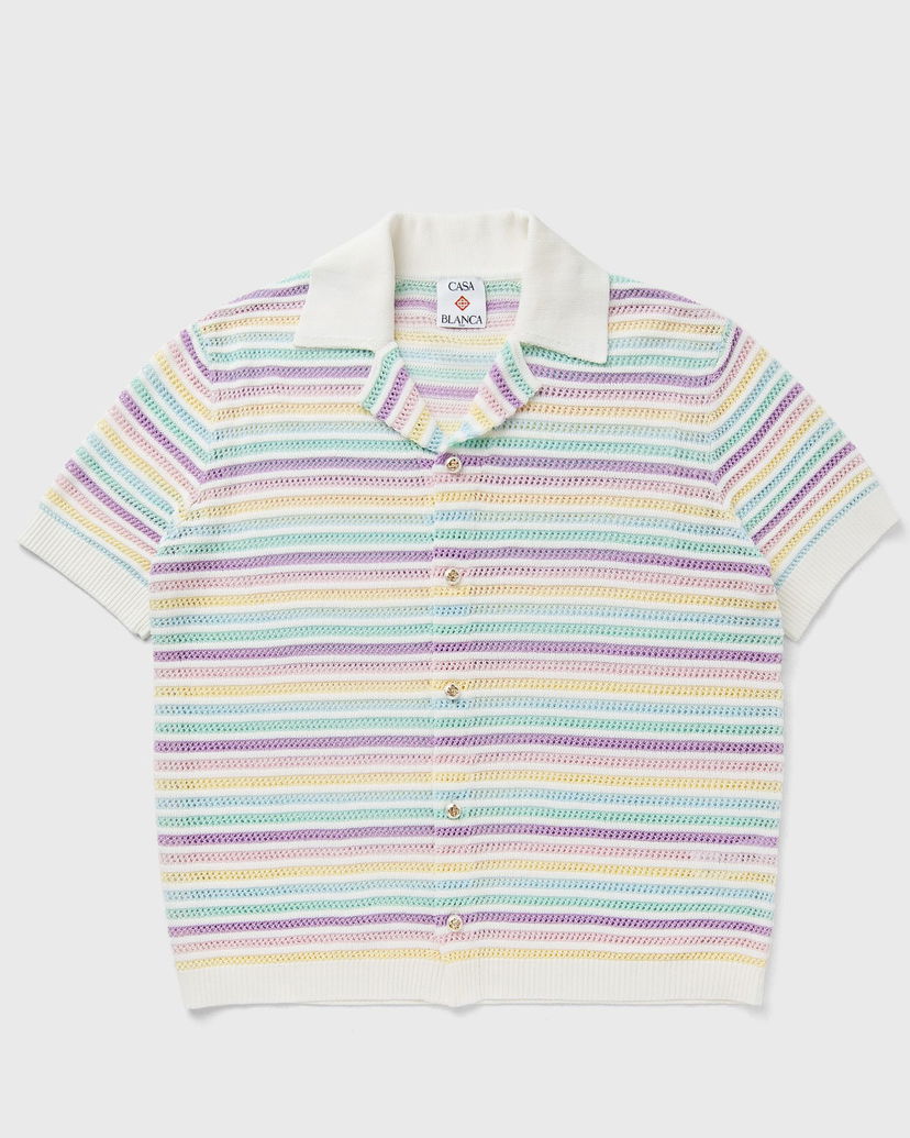Сорочка поло Casablanca Crochet Knit Striped Polo Shirt Різнокольоровий | M-AW25-KW-1097-01