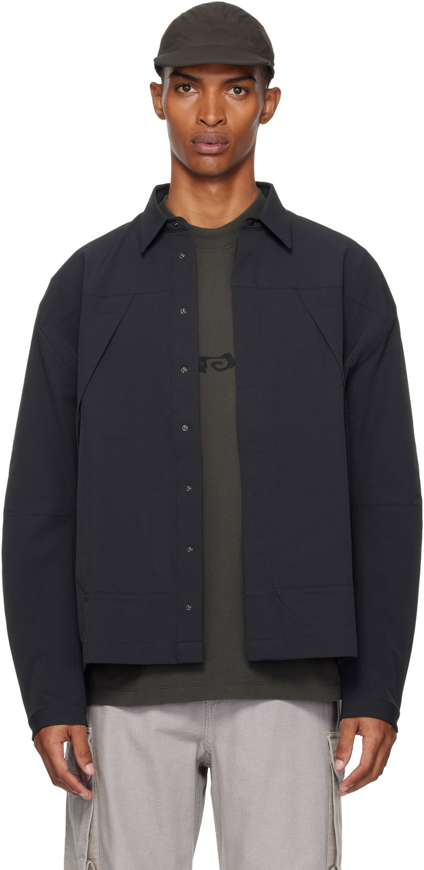 Сорочка ROA ROA Utility Overshirt чорний | RBMW0372FA264