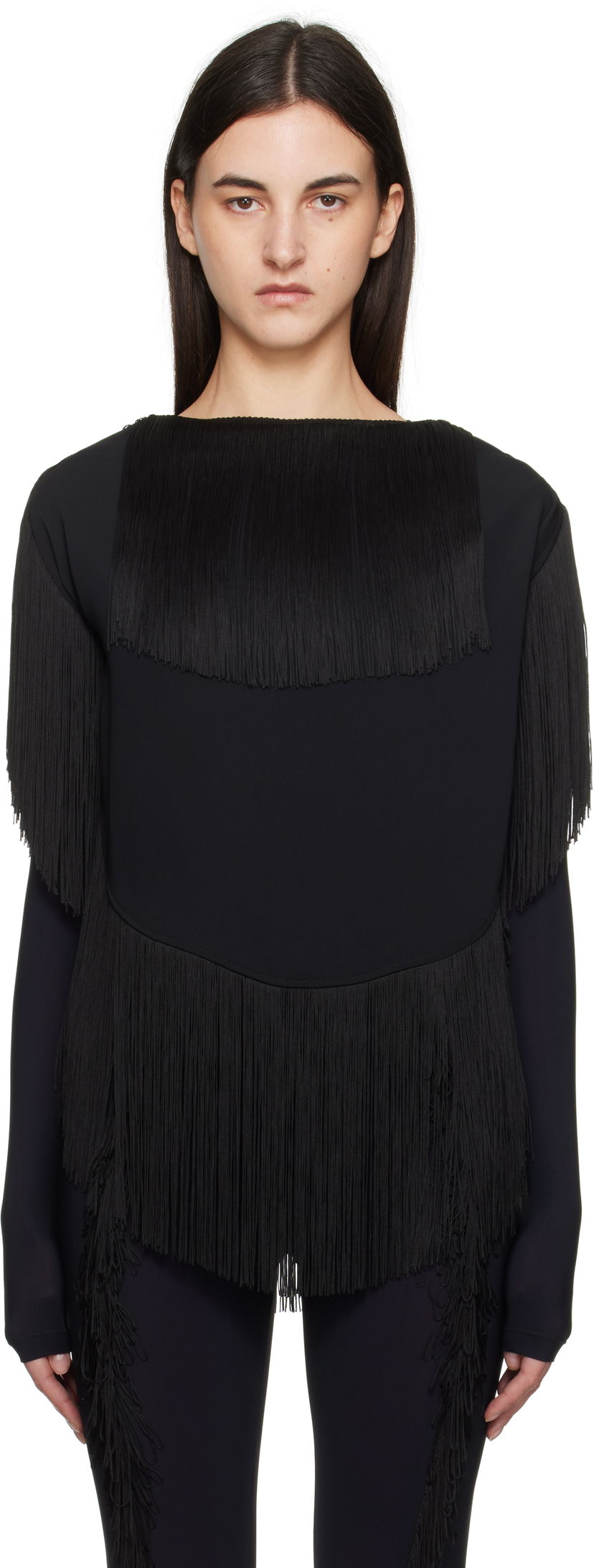 Cветр Maison Margiela MM6 Maison Margiela Fluid Fringe Blouse чорний | S52NC0351 S37977