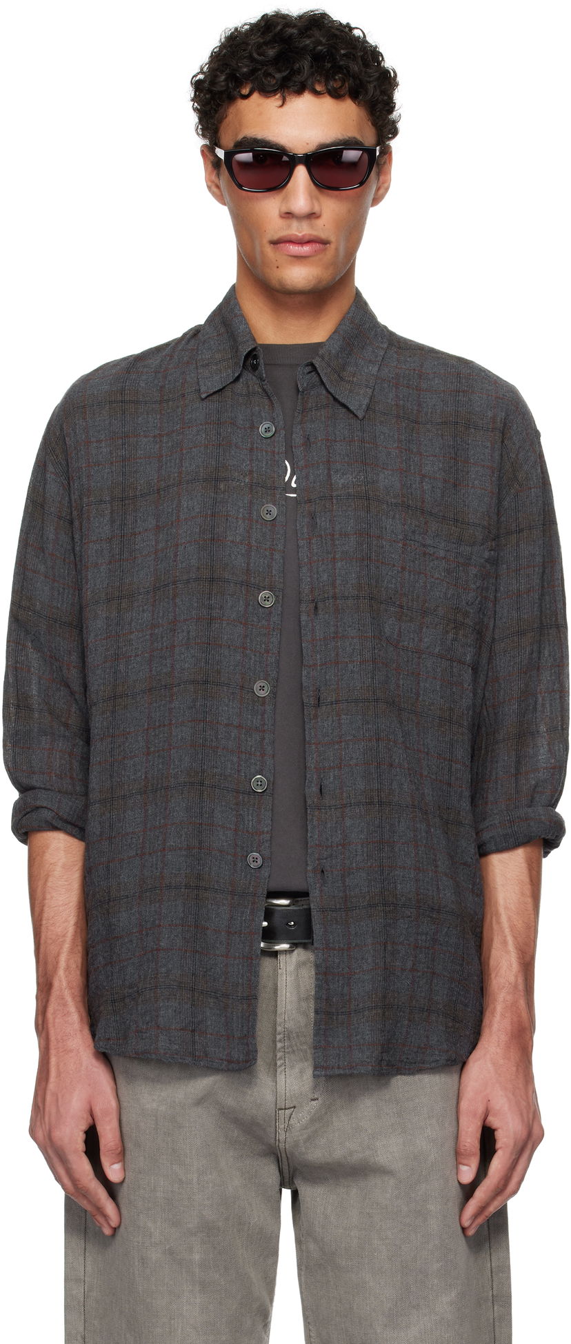 Сорочка OUR LEGACY Our Legacy Above Check Linen Shirt Сірий | M2252ASB